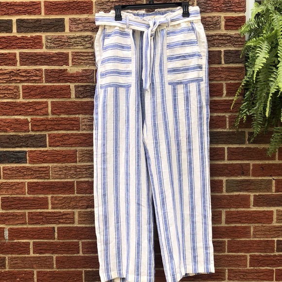 C C California Striped 0 Linen Pants 